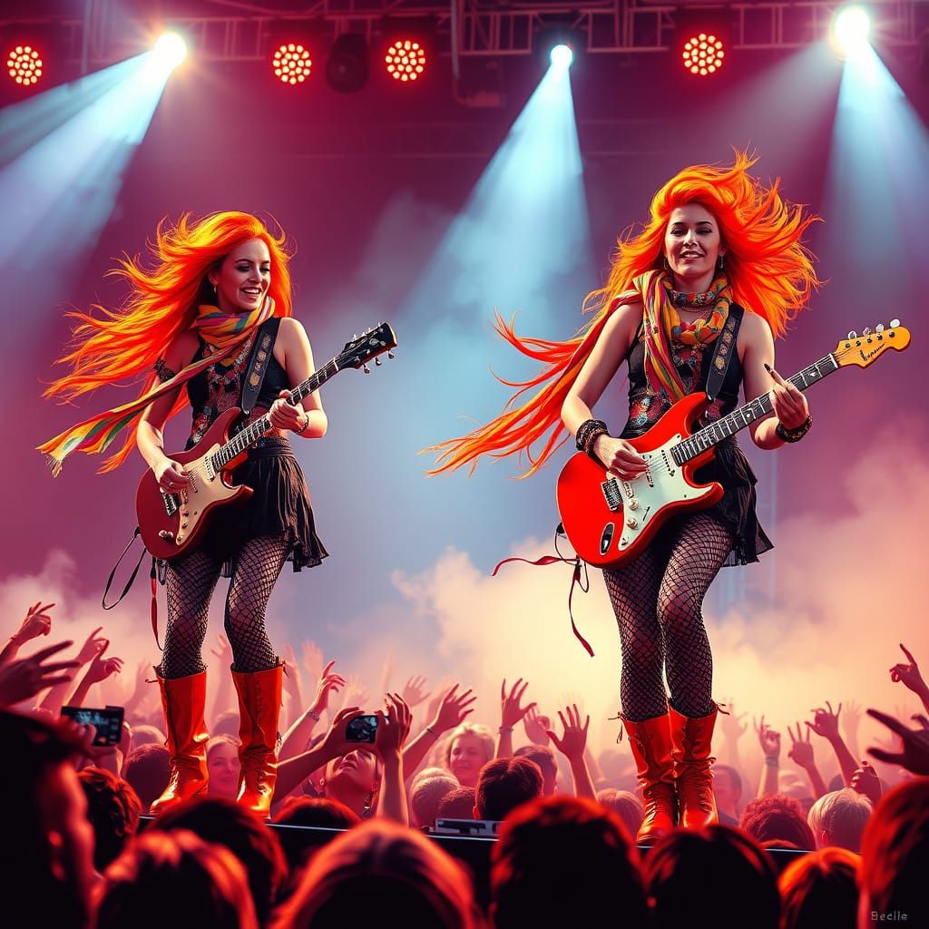 Fiery Redhead Rockstars in Bold Pop Art Style