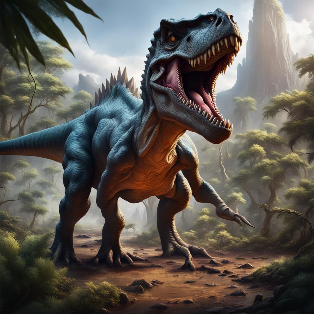 Detailed Dinosaur Drawing in Fantasy Concept Art