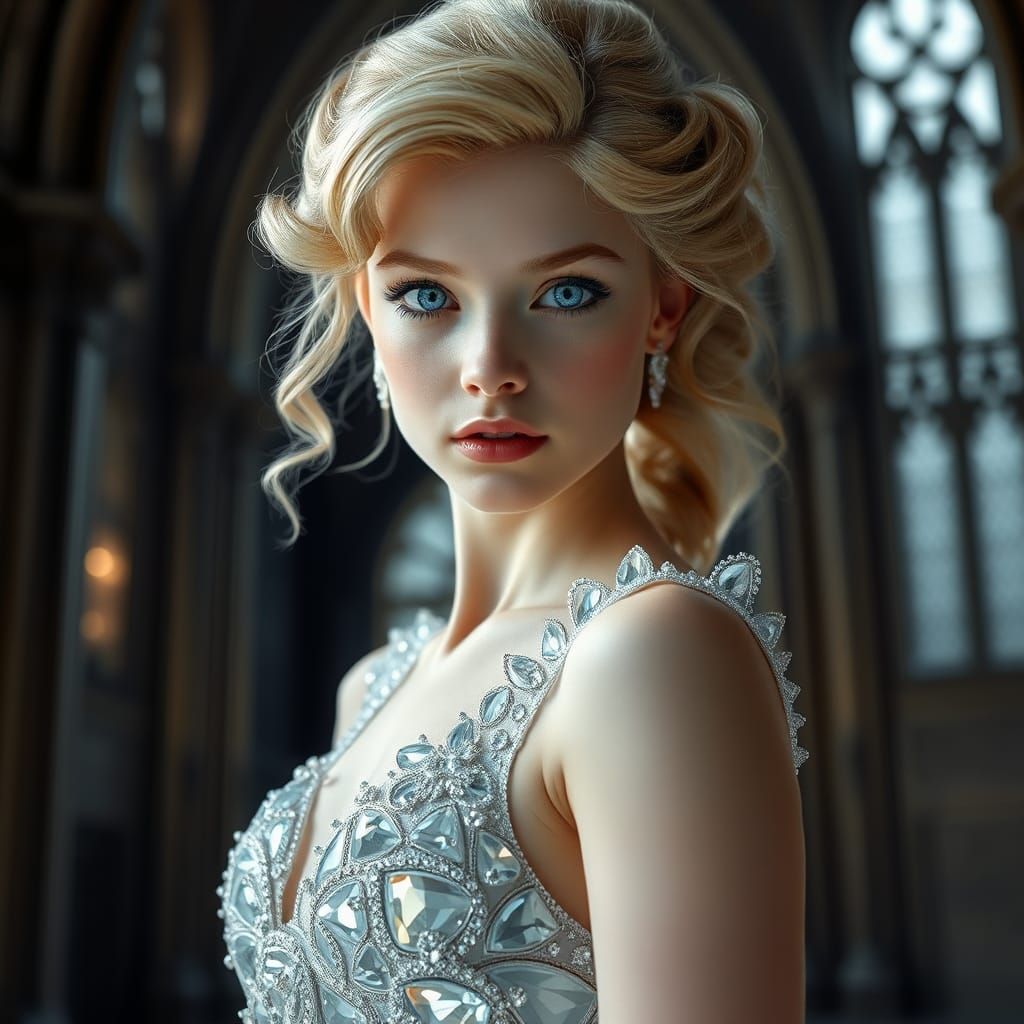 Cinderella in Swarovski Gown with Futuristic Backdrop