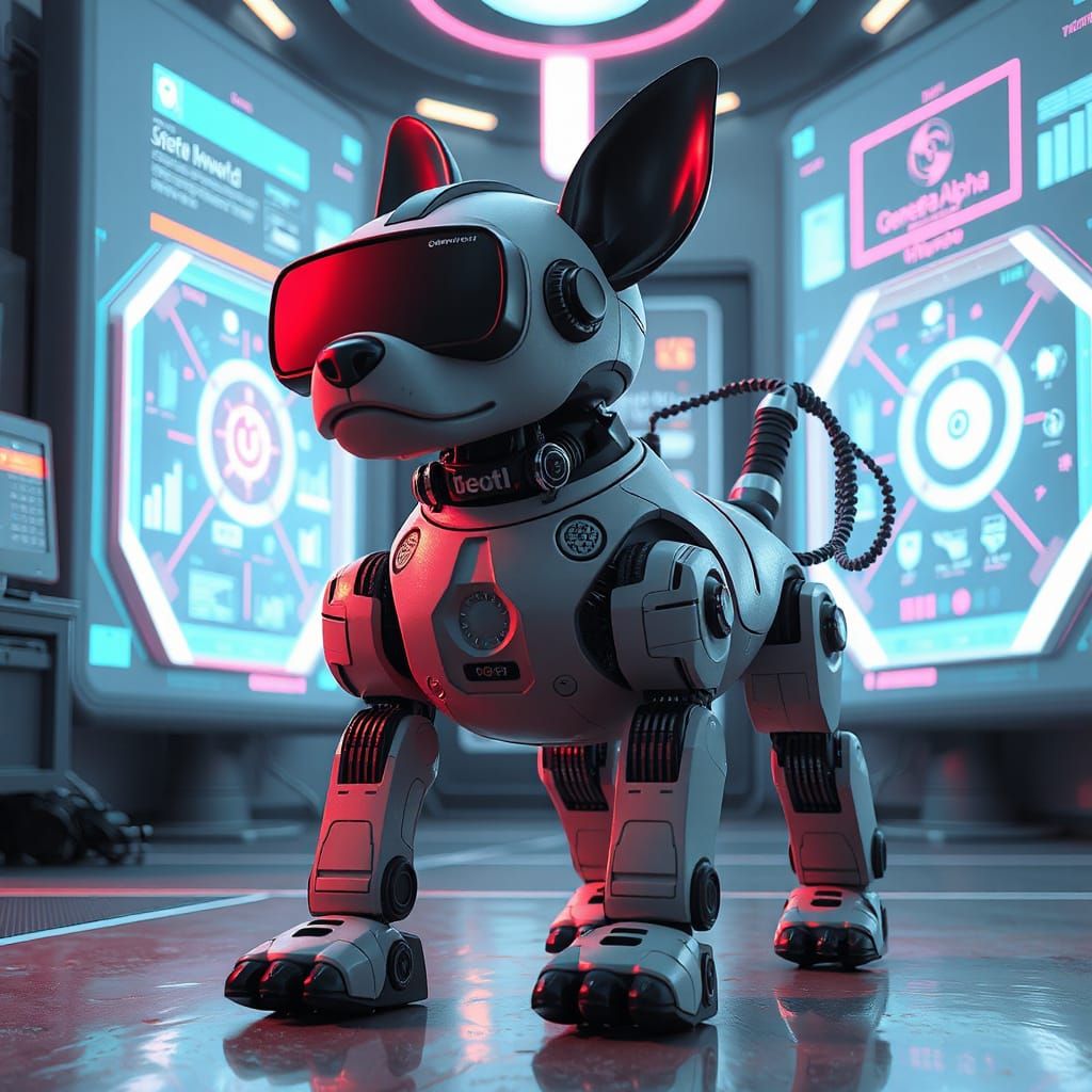 Futuristic Robot Dog in Virtual Reality