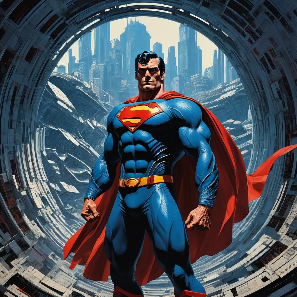 Superman as a Mobius Strip in Escher-esque Style