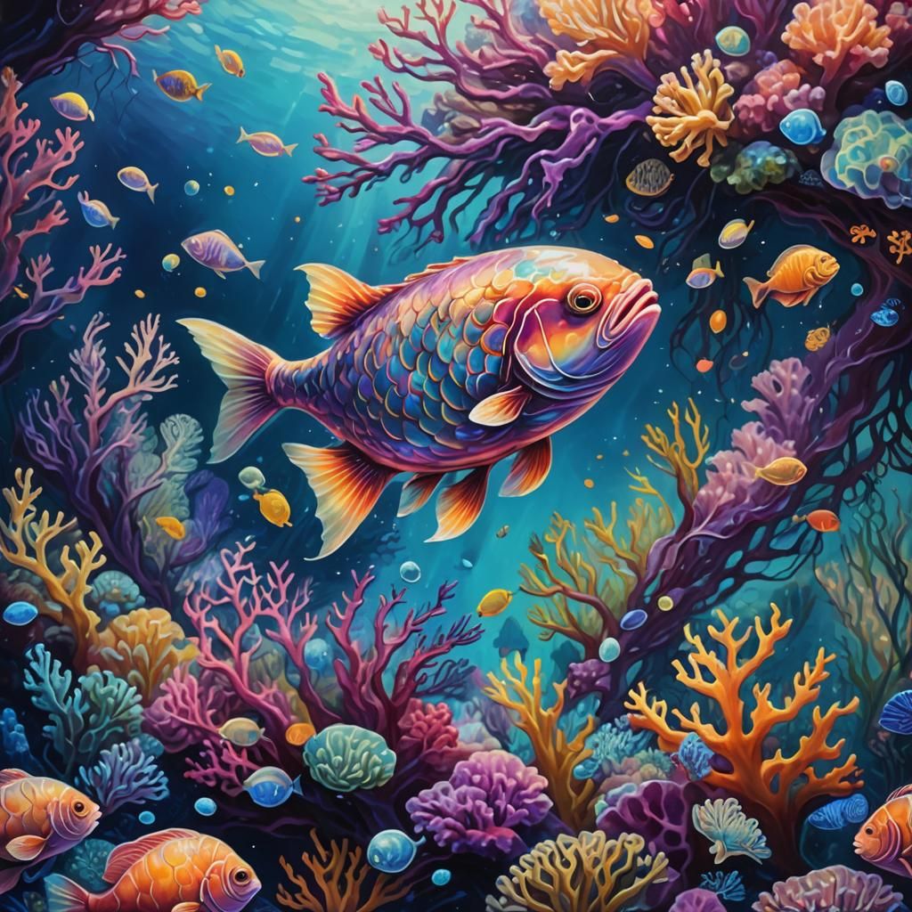 Blob Fish in Deep Sea Surrealism