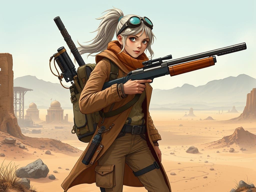 Nomadic Warrior in Post-Apocalyptic Wasteland