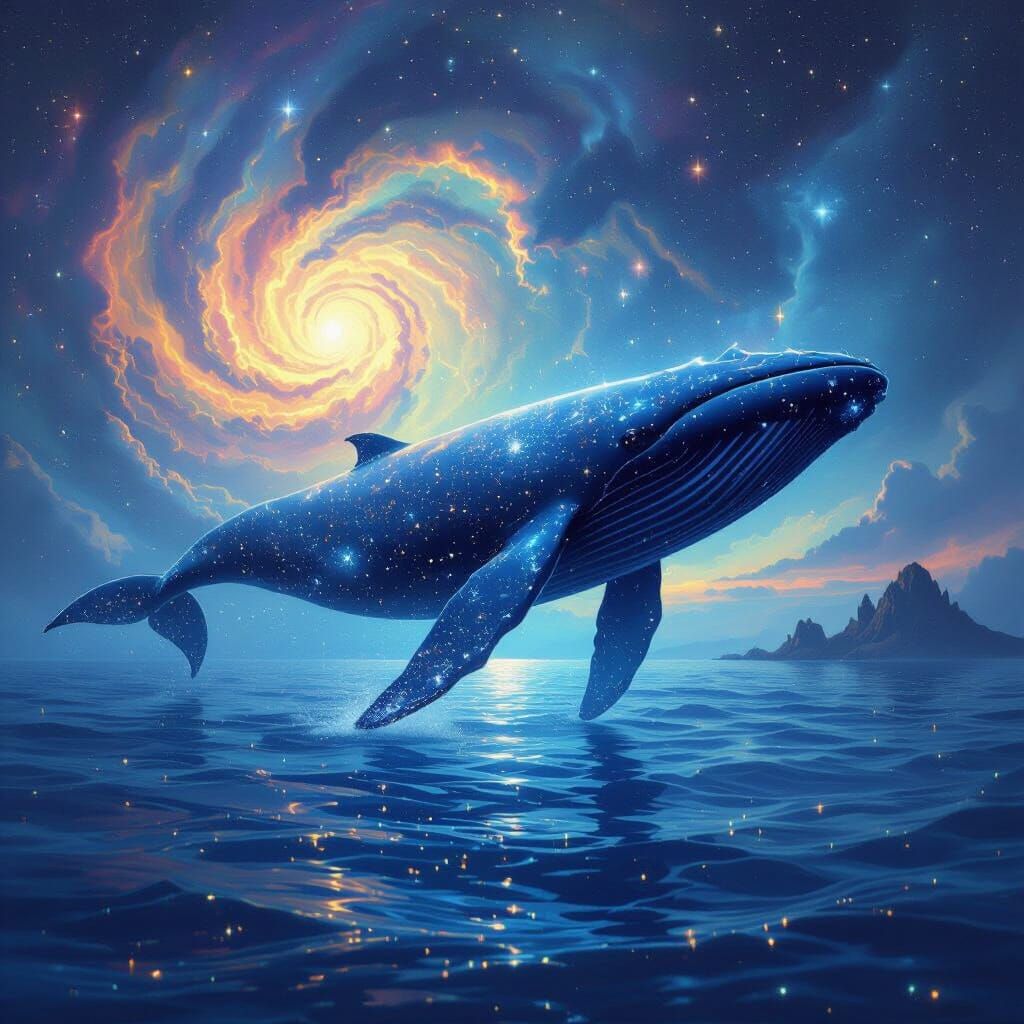 Cosmic Whale Swims Through Starry Nebula