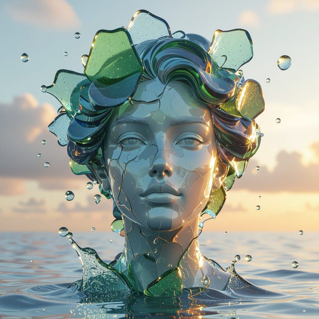 Sea Glass Sculpture of Ascending Soul