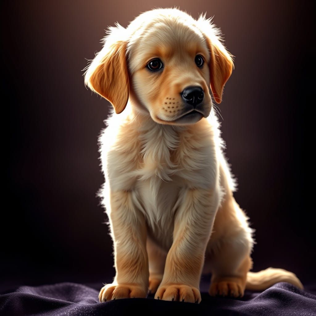 Golden Retriever Puppy in Ethereal Art Nouveau Style