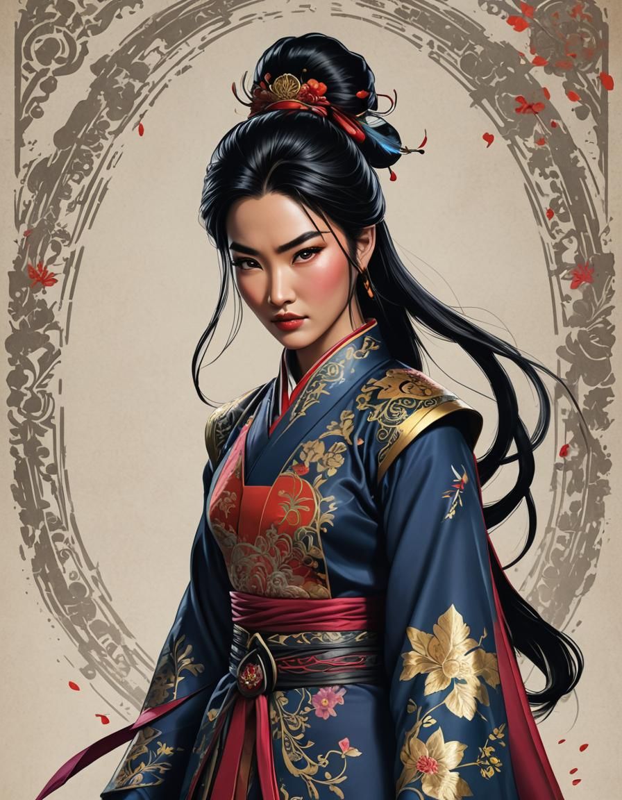 Mulan Portrait in Detailed Anime Style