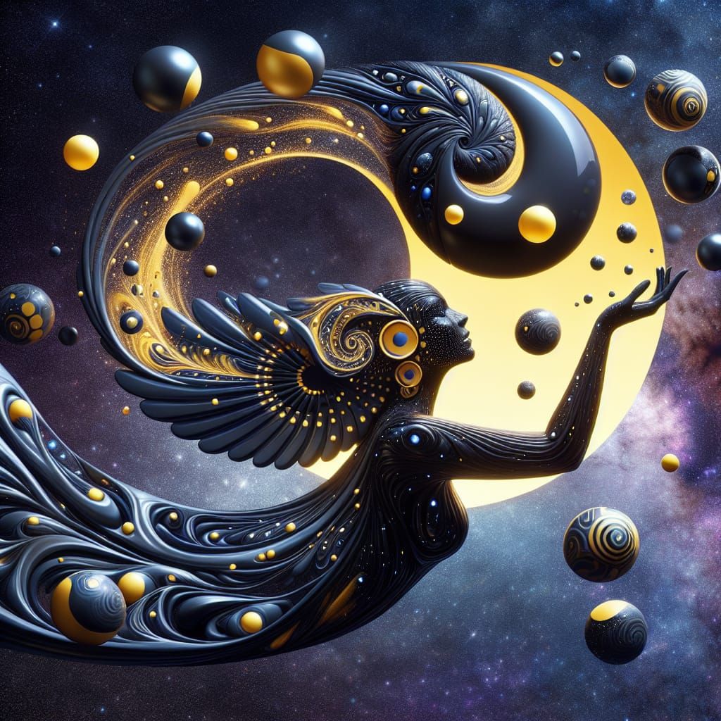 Surreal Celestial Form Emerges from Bird