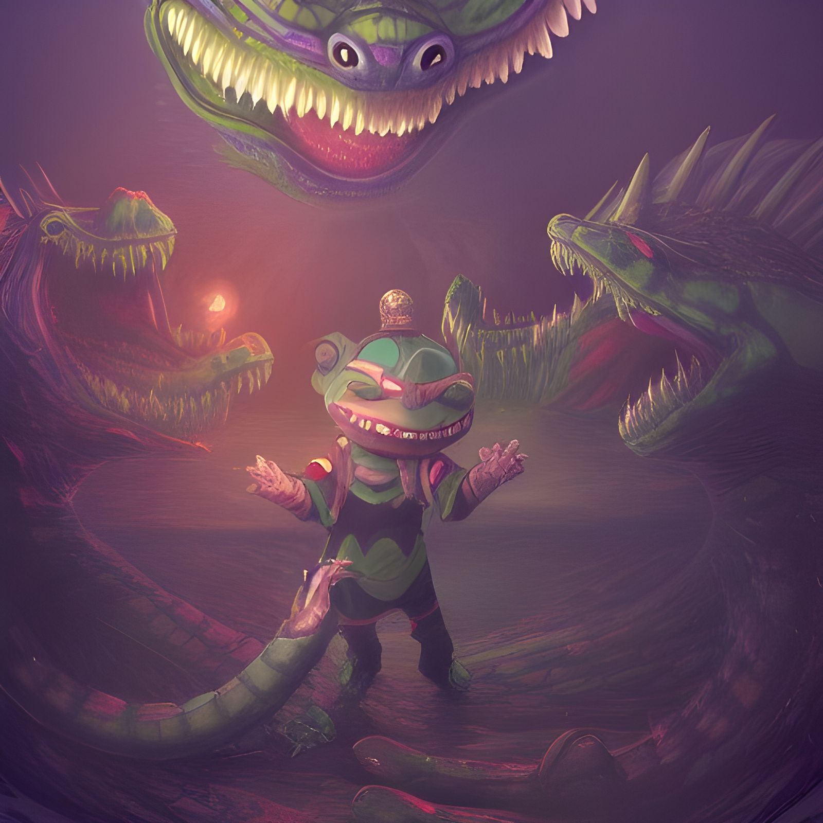 Crocodile Demon Grants Wishes: Fantasy Art