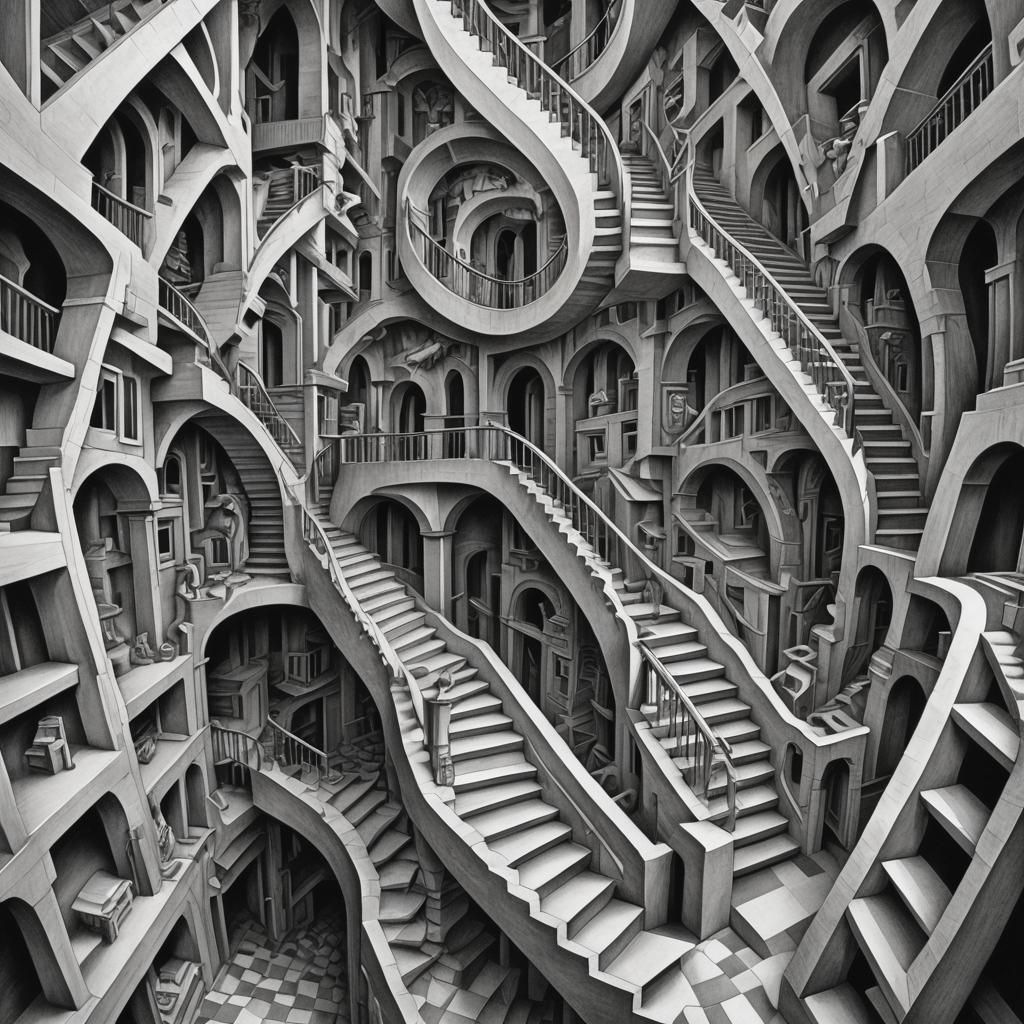 Escher-Inspired Optical Illusion: Infinite Staircase