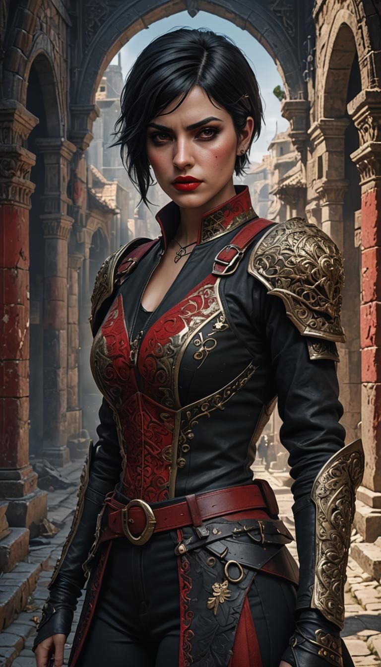Gothic Spanish Female Fighter in Detailed Matte Painting