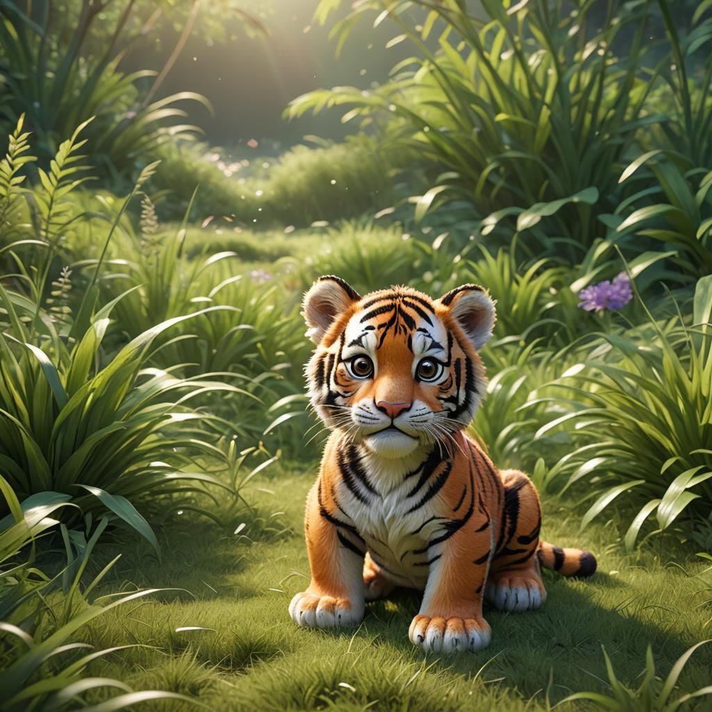 Cute Baby Tiger Cub: 3D Digital Art