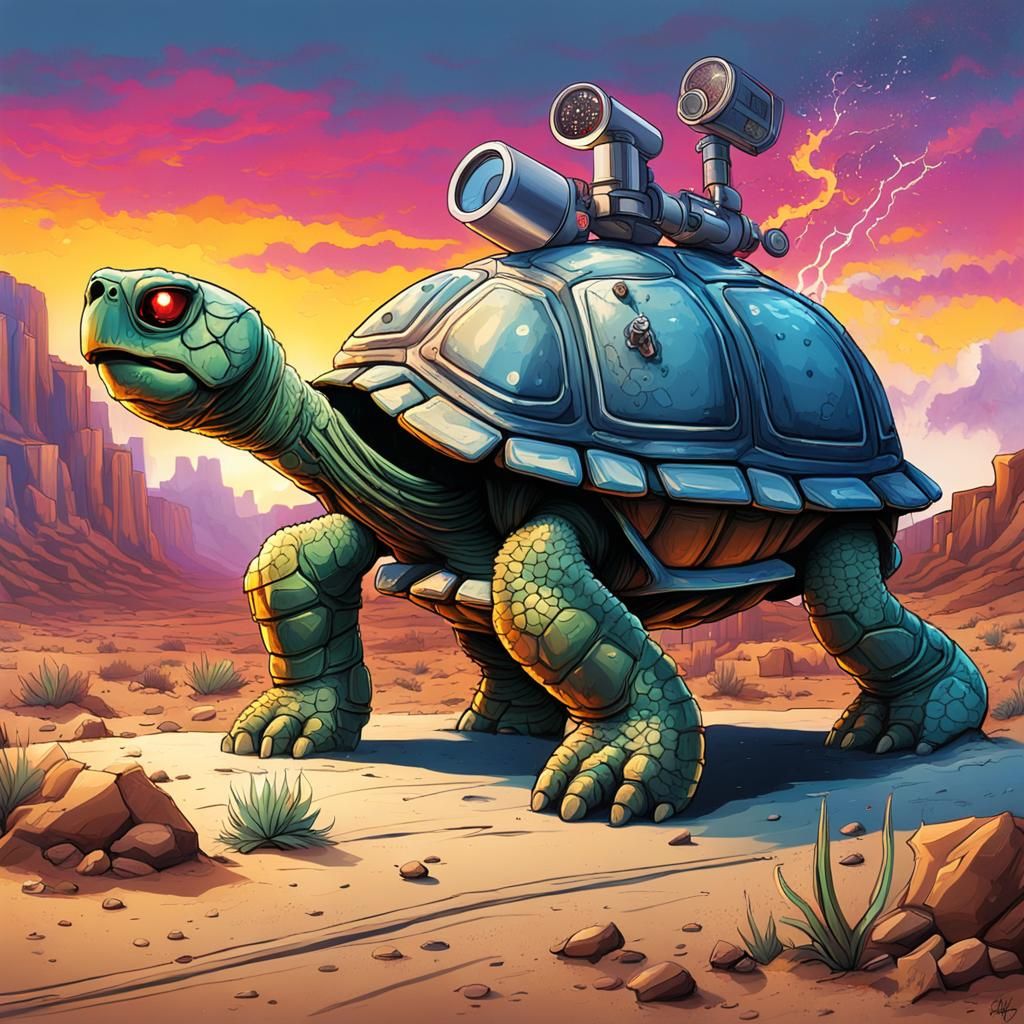 Terminator Turtle Destroys Las Vegas in Graffiti Art