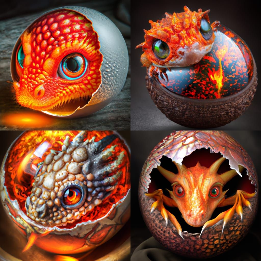 Fiery Dragon Hatchling with Magical Glow Eyes