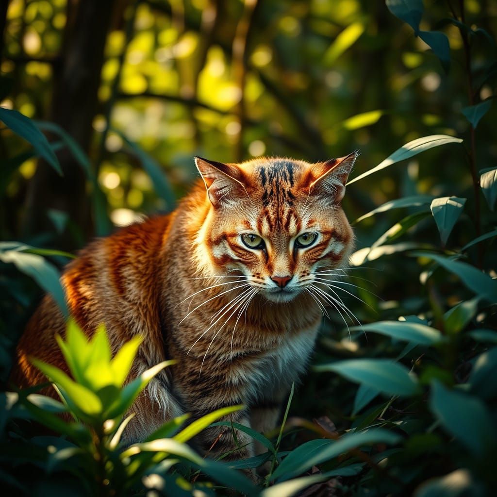 Majestic Jungle Cat Amidst Vibrant Undergrowth