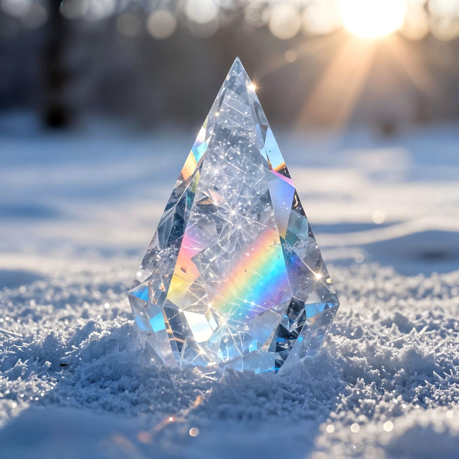 Ice Prism Captures Winter Sunrays