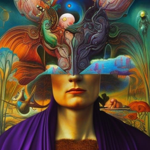 Mysterious Inner Life: Gothic Fantasy Oil Painting