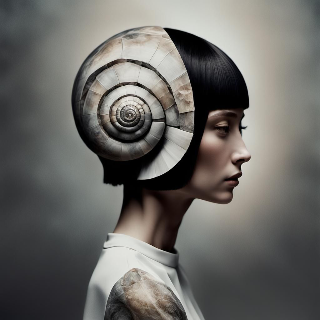 Stunning Stone Snail Fossil Portrait in Atmospheric Double E...