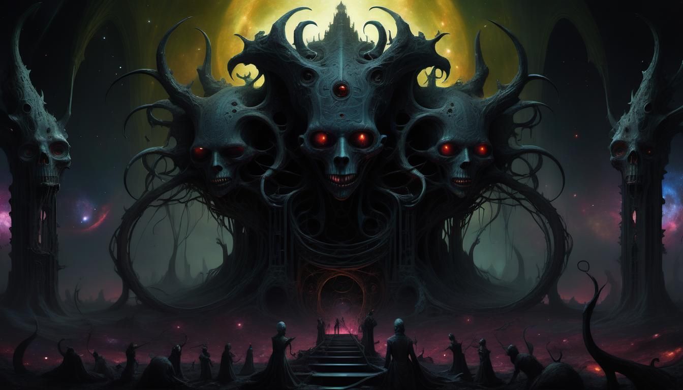 Cosmic Horror Concept Art in Rococo Style