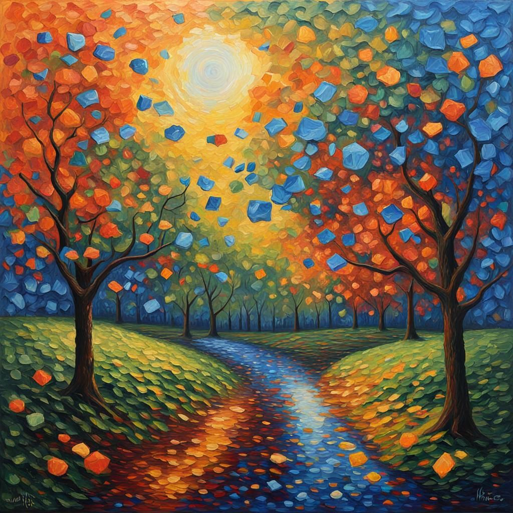 Cyclical Rhythm of Imagination in Expressionist Oil Painting