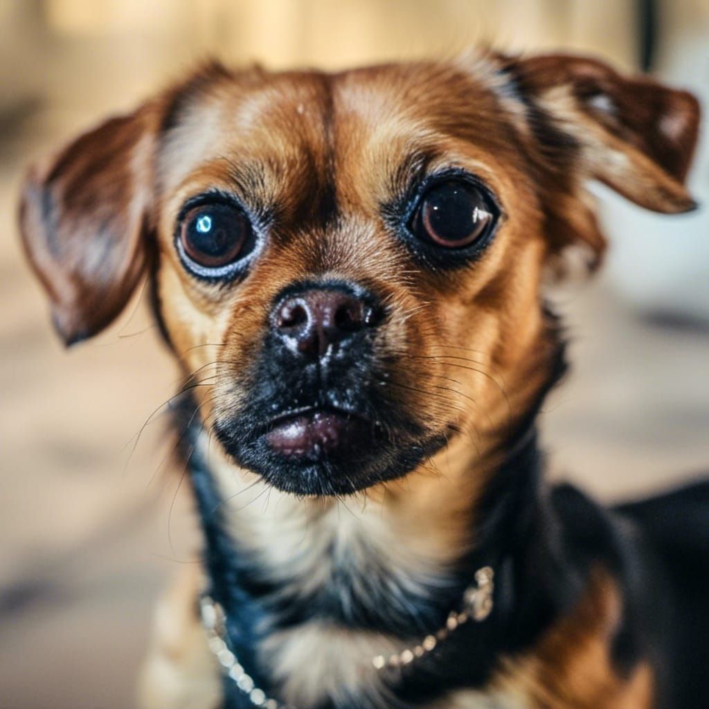 Dog Licks Lips with Pleading Eyes