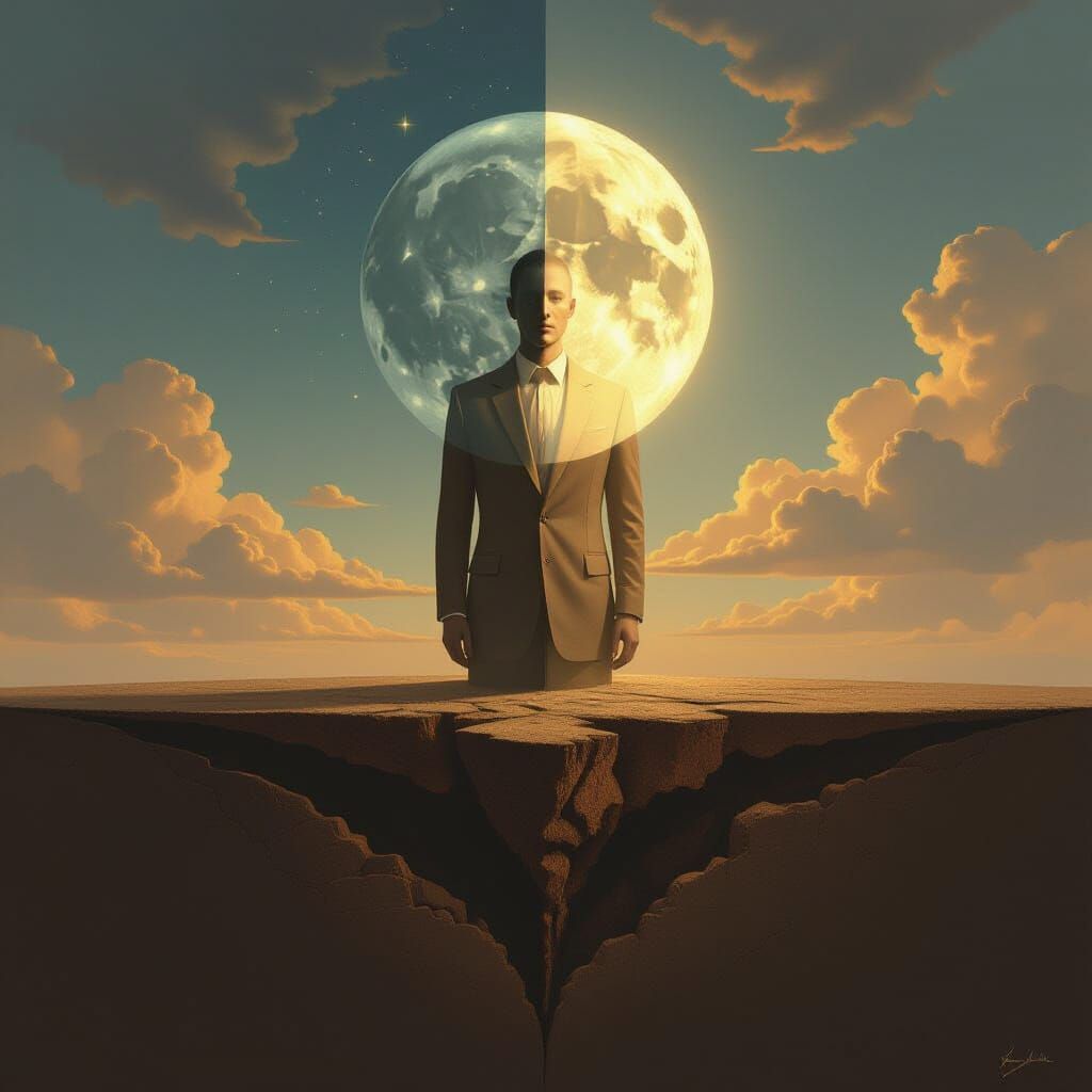 Surreal Digital Painting of a Bisected Human Figure