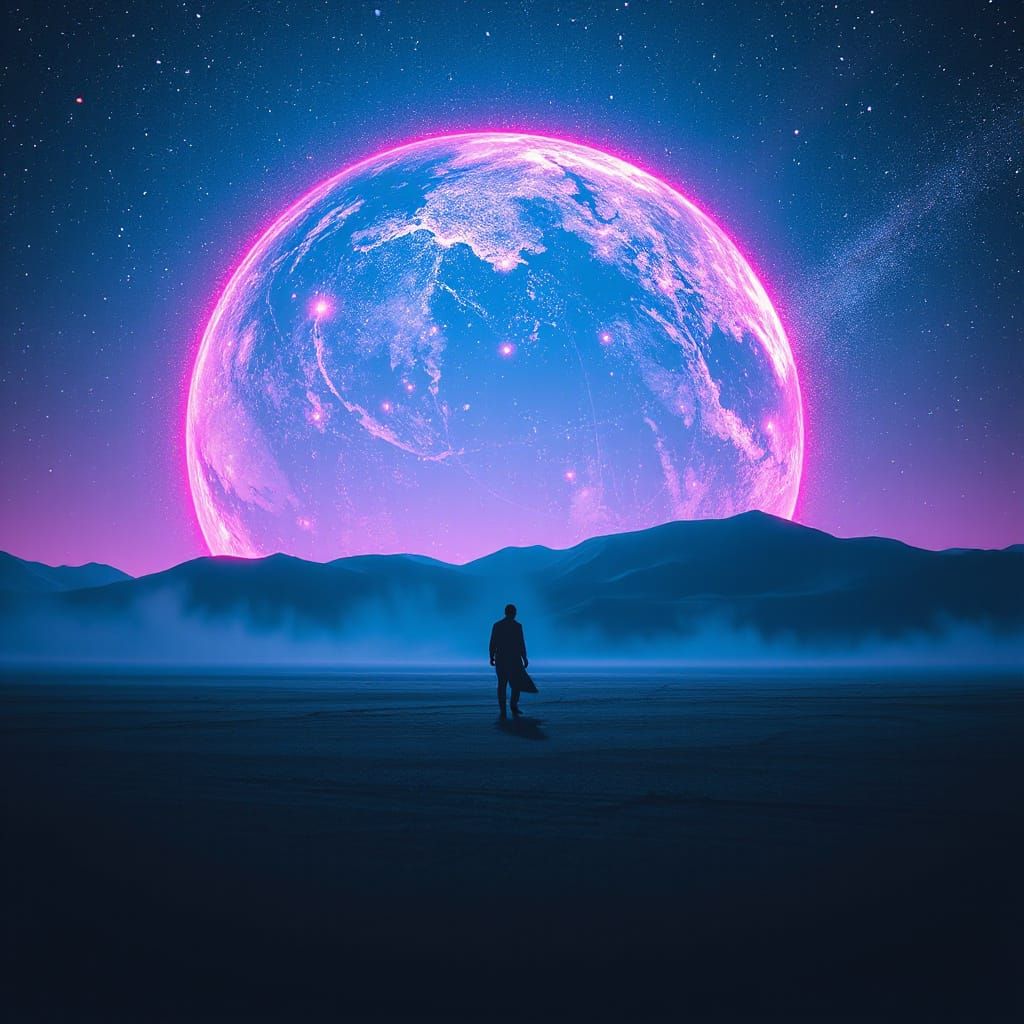 Neon Starscape: A Surreal Sci-Fi Dream
