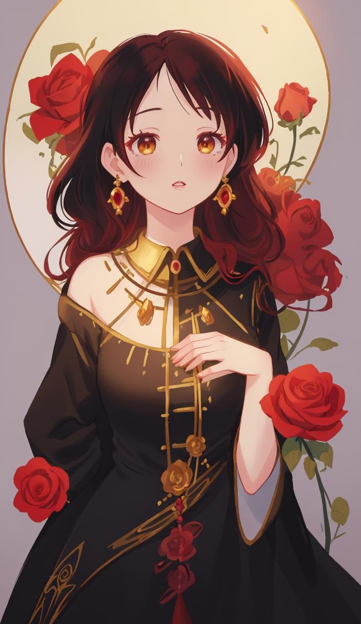 Queen wearing black dress gold crown