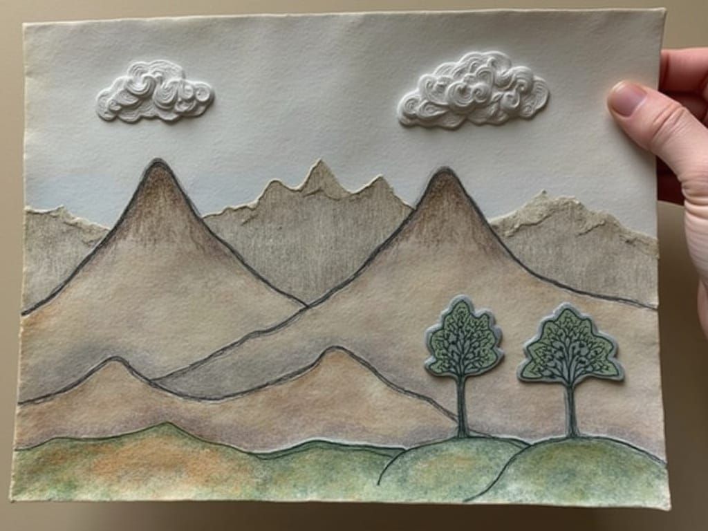 Mountain Peaks in Earthy Landscape with Rolling Hills