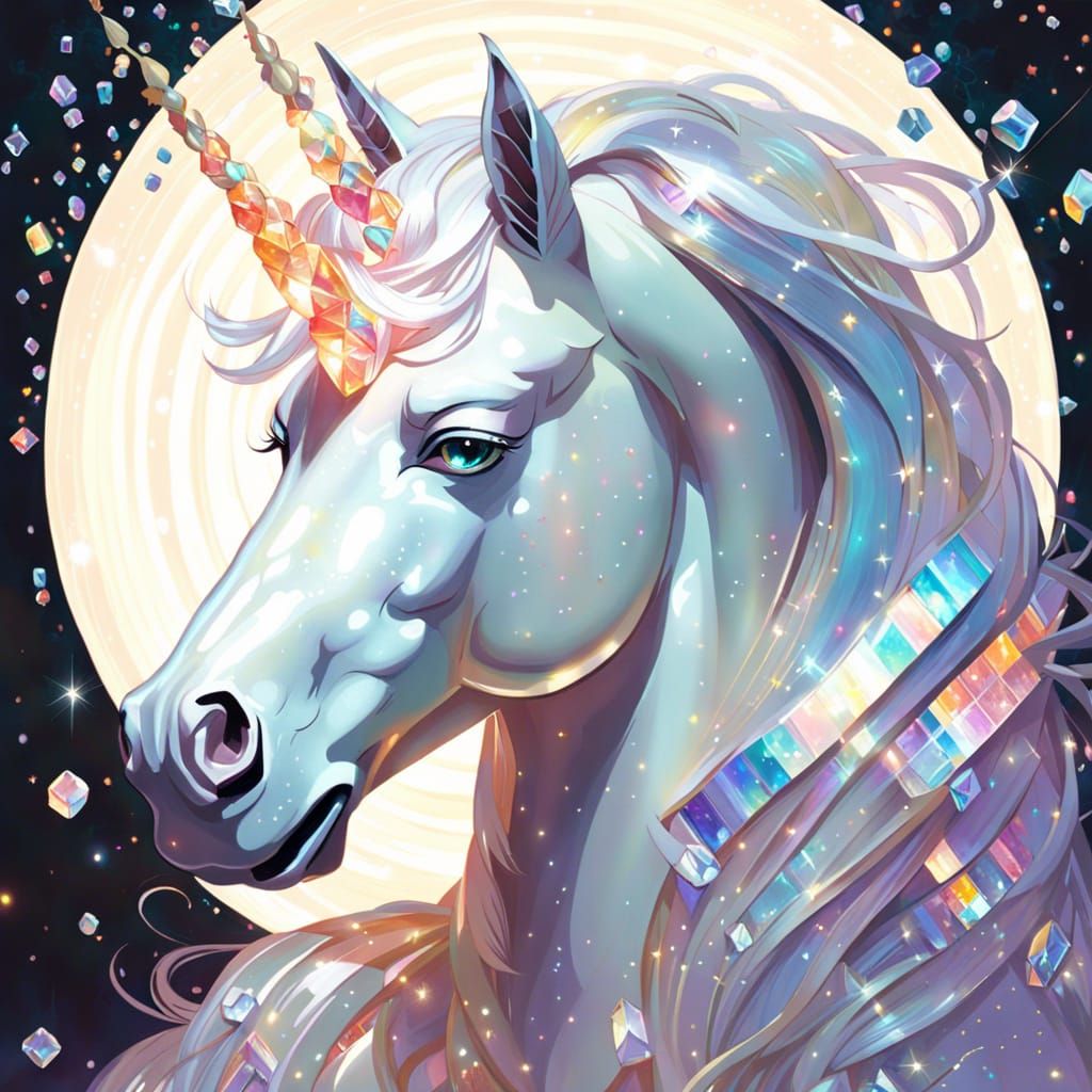 Sparkling Crystal Unicorn in Mythical Style