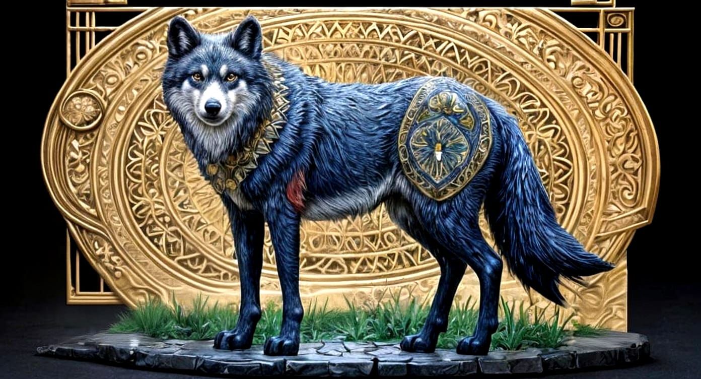 Twilight Wolf Family Mosaic Art Deco Nouveau