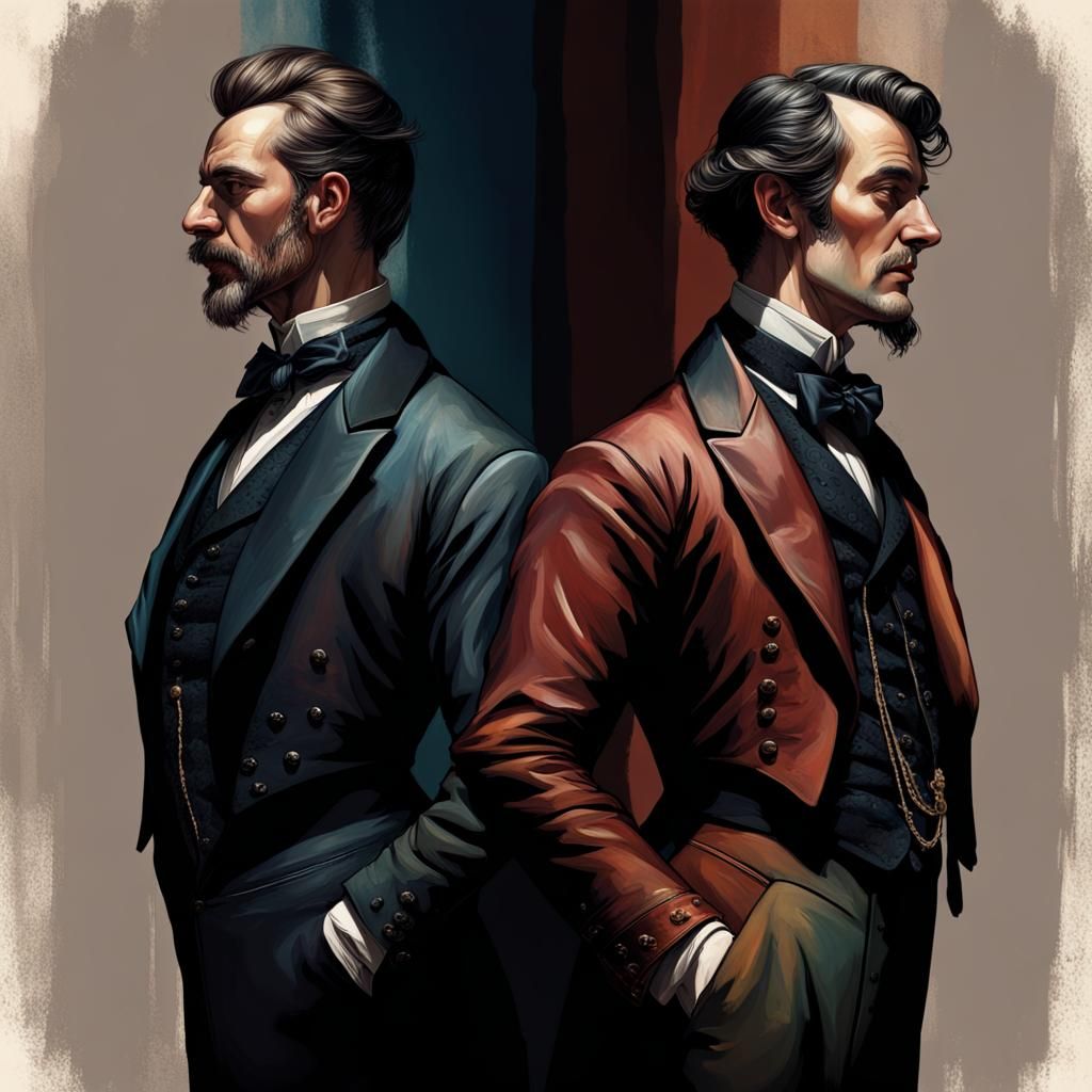 Dramatic Victorian Men in Shadows: Hyperrealistic Concept Ar...
