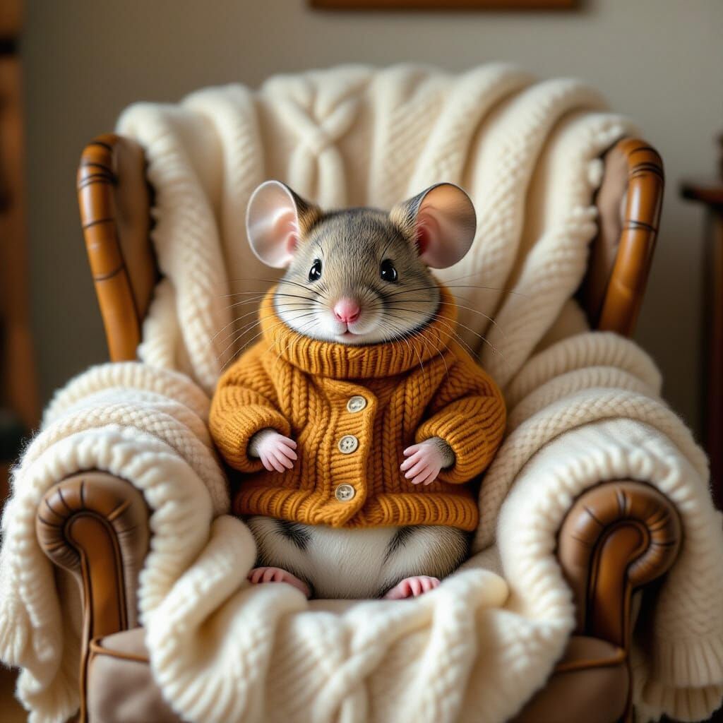Mouse in Cozy Chair Illustration