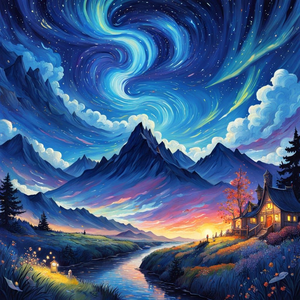 Whimsical Sci-Fi Fairytale in Studio Ghibli Style