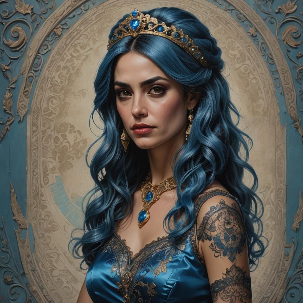 Latina Supervillain Portrait in Hyperrealistic Digital Art