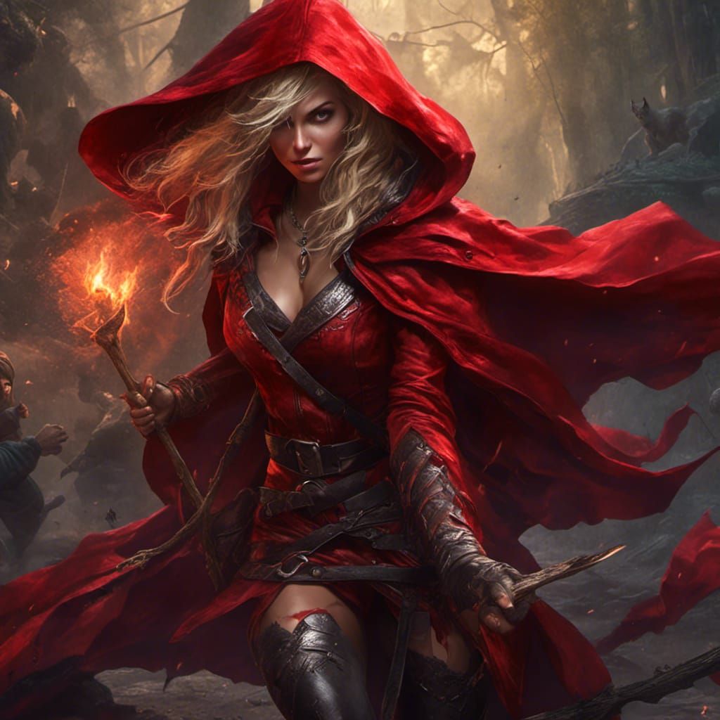 Sorceress Hunted by Werewolf in Dark Fantasy Style