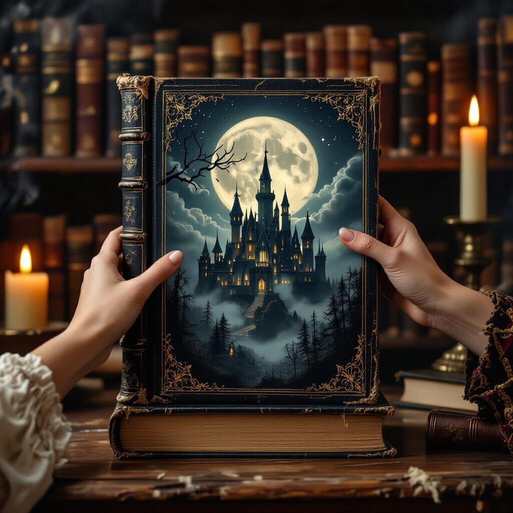 Gothic Castle Book in Ethereal Fantasy Style