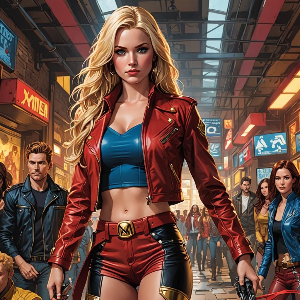 Paige Guthrie Posing in X-Men Danger Room as Comic Art