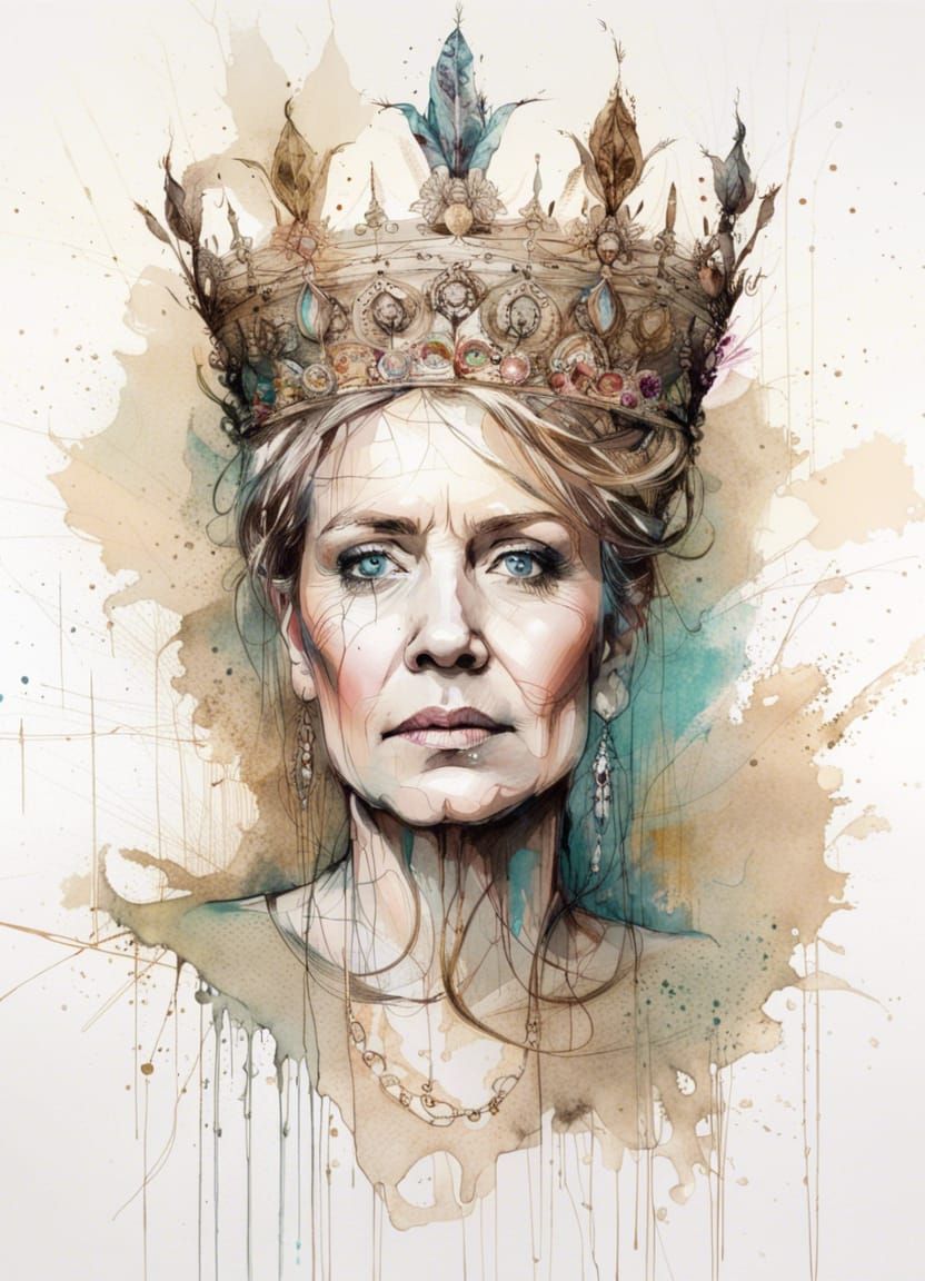 Ornate Crown: Portrait of a Mature Queen