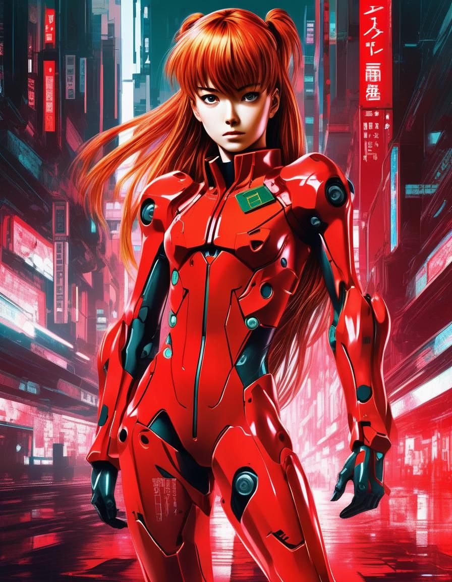 Asuka Langley Soryu in Cyberpunk Style