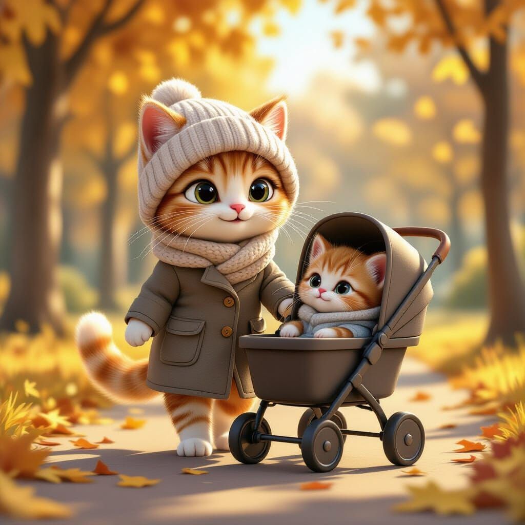 Out for a walk with the kitten