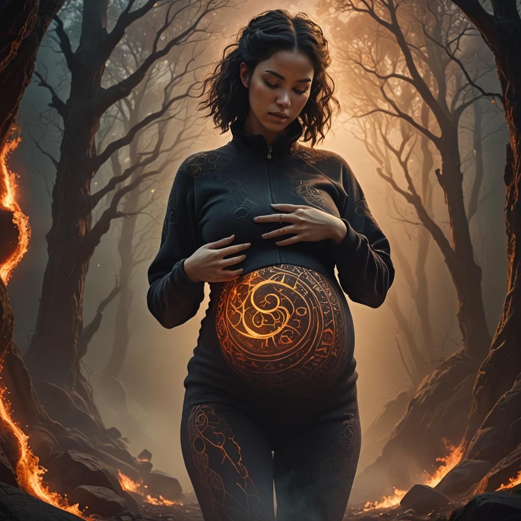 Pregnant Woman in Fleece Bodysuit, Digital Art