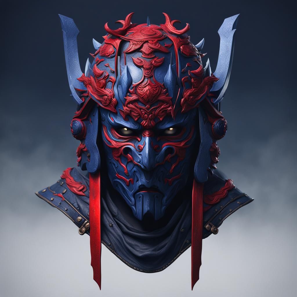 Detailed Ronin Mask in Fantasy Concept Art