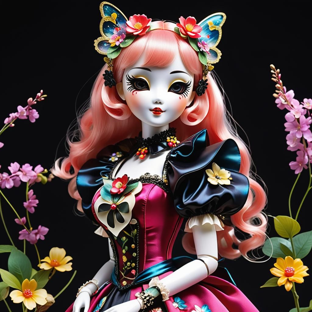 Masked Kawaii Doll in Candy Art Style