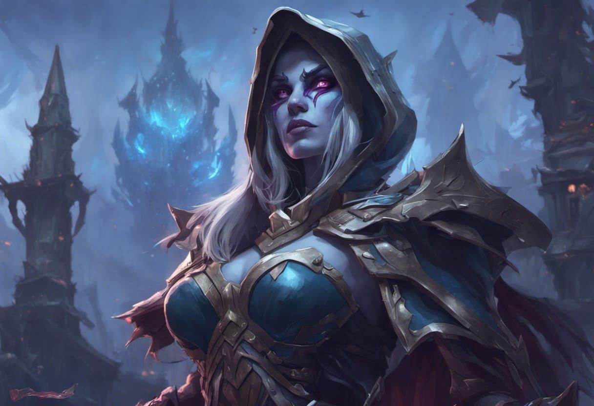 Sylvanas Windrunner Portrait in Hyperdetailed Digital Art