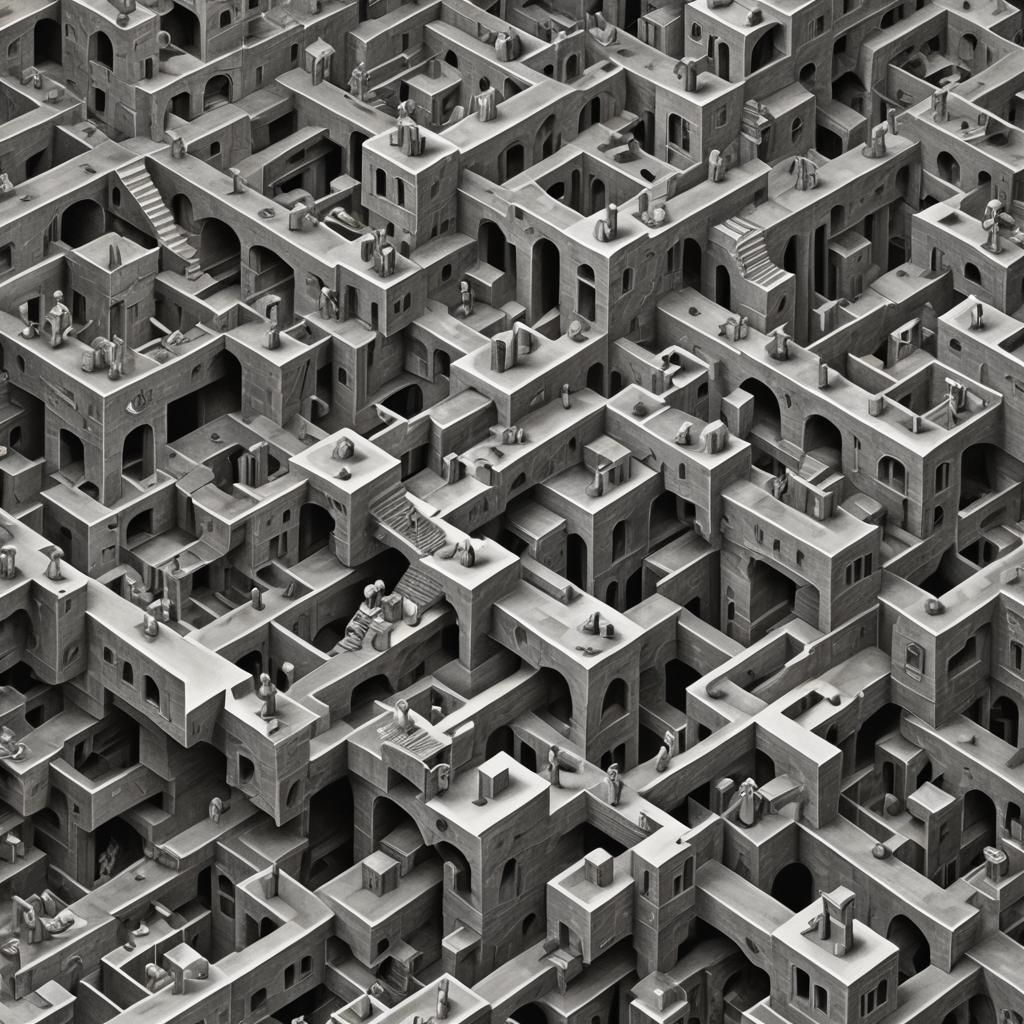 Surreal Impossible Object in Escher Style