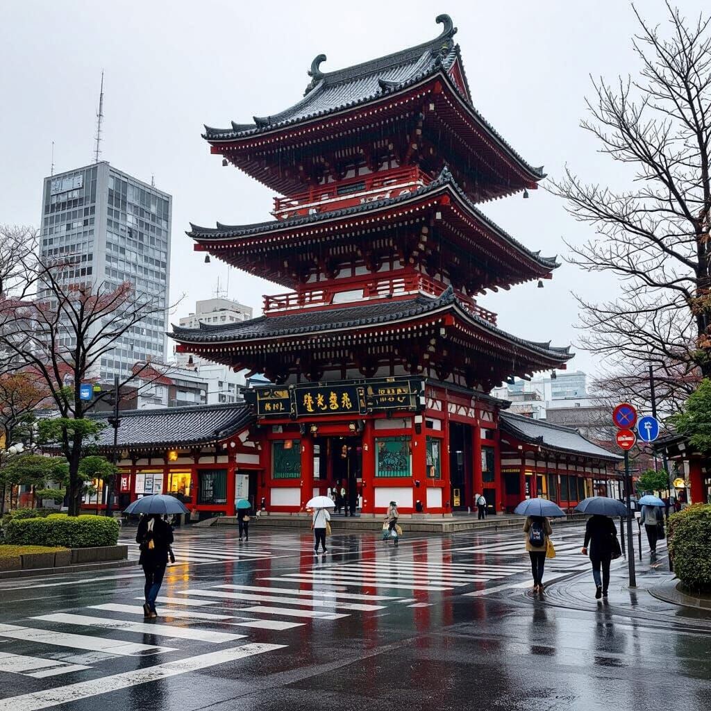 Rainy Day in Japan: A Serene Landscape