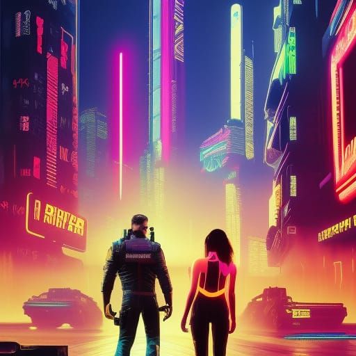 Cyberpunk Neon Cityscape in Photorealistic Style