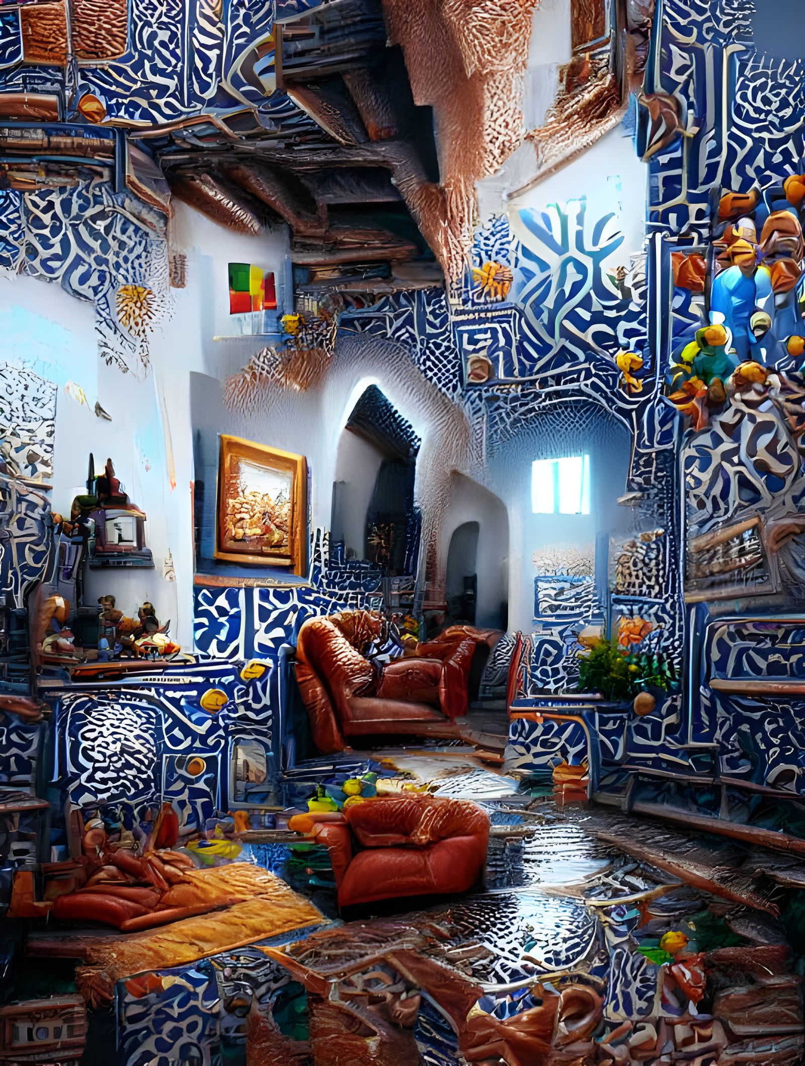 Detailed Moroccan Interior with Tile Decorations