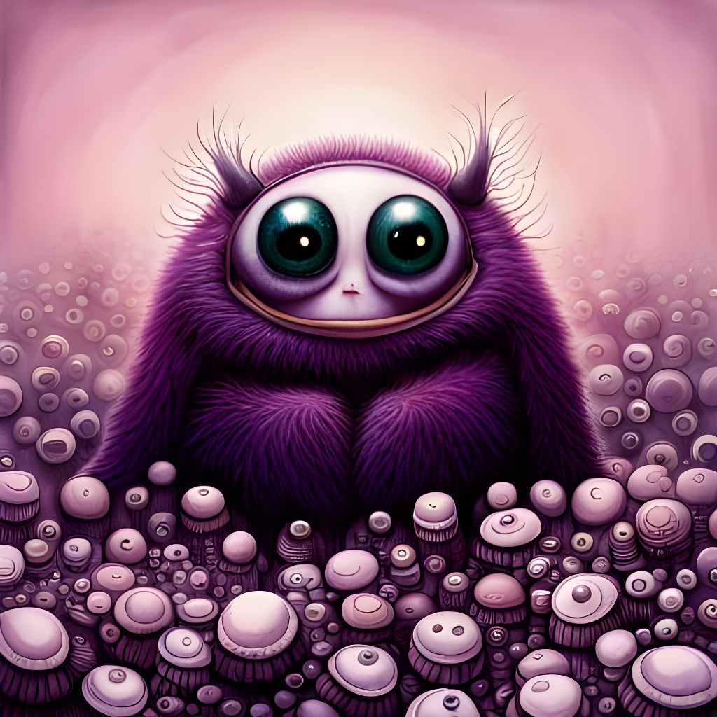 Fluffy Purple Monsters in Surreal Hyperrealism